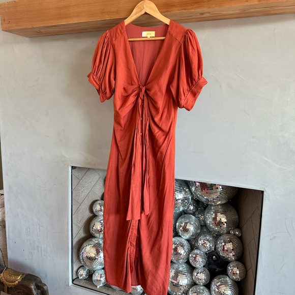 Lucca Couture Bow Tie Dress in Blood Orange / Size S - Picture 2 of 5